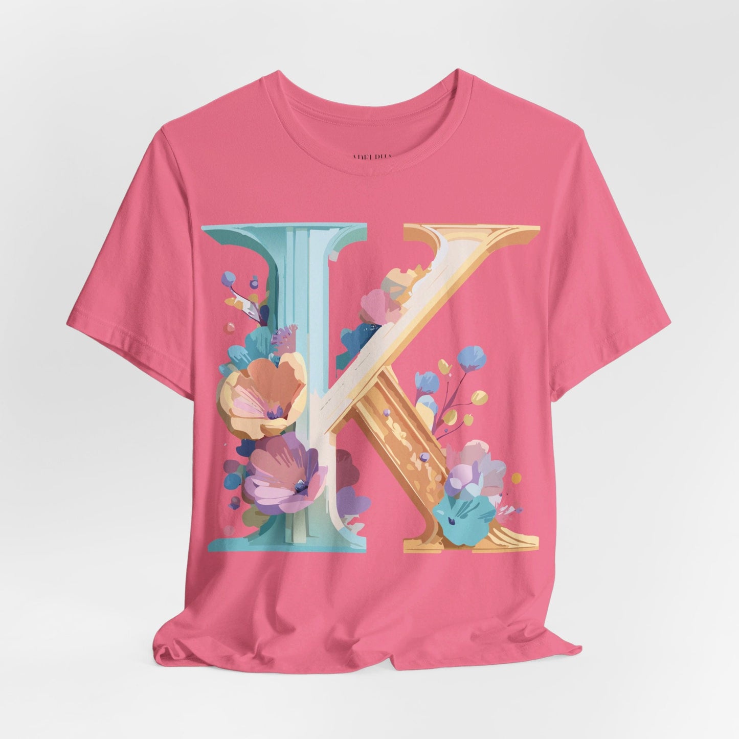 Letter K Graphic Tee Unisex Shirt By Adelpha Vintage Art Design Short Sleeve Collection