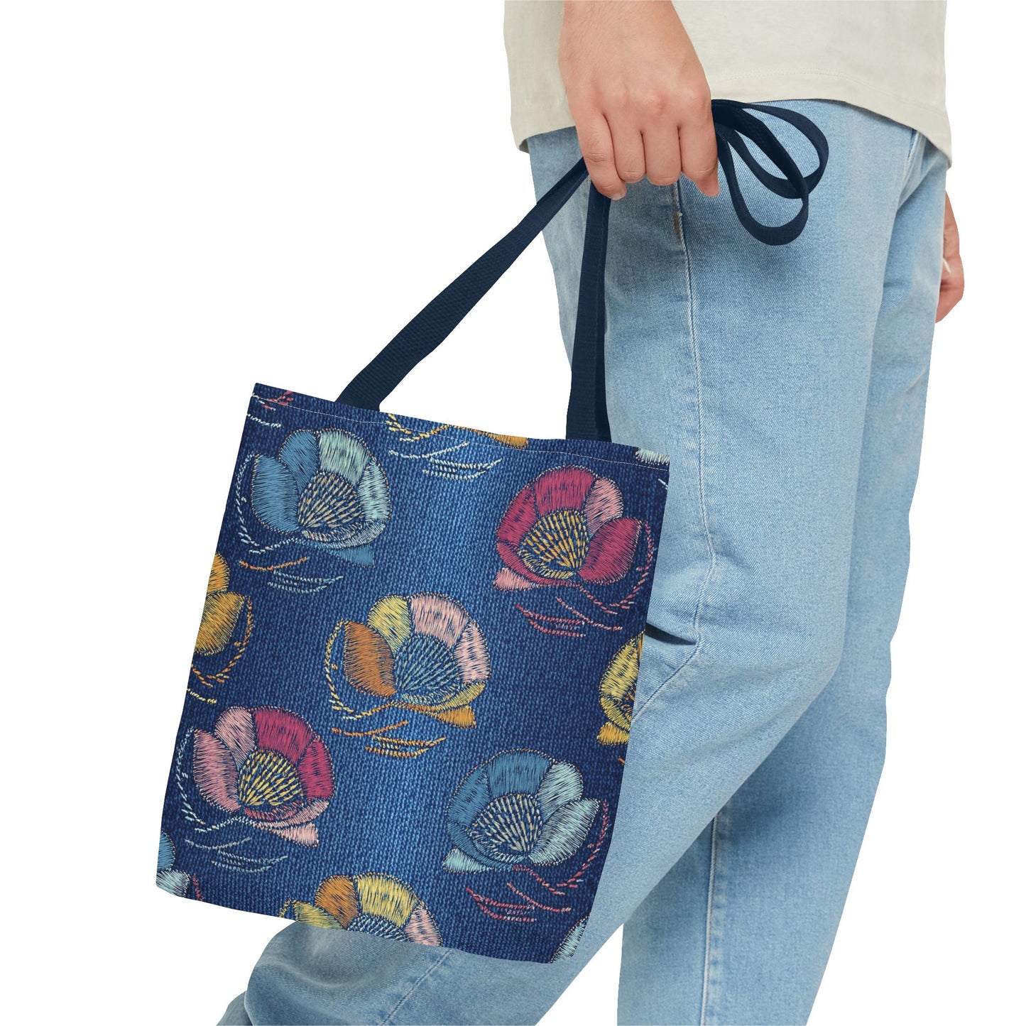 Denim Fabric Imitation Print Unisex Canvas Bag Poly Spun 3 Sizes Tote Bag 165