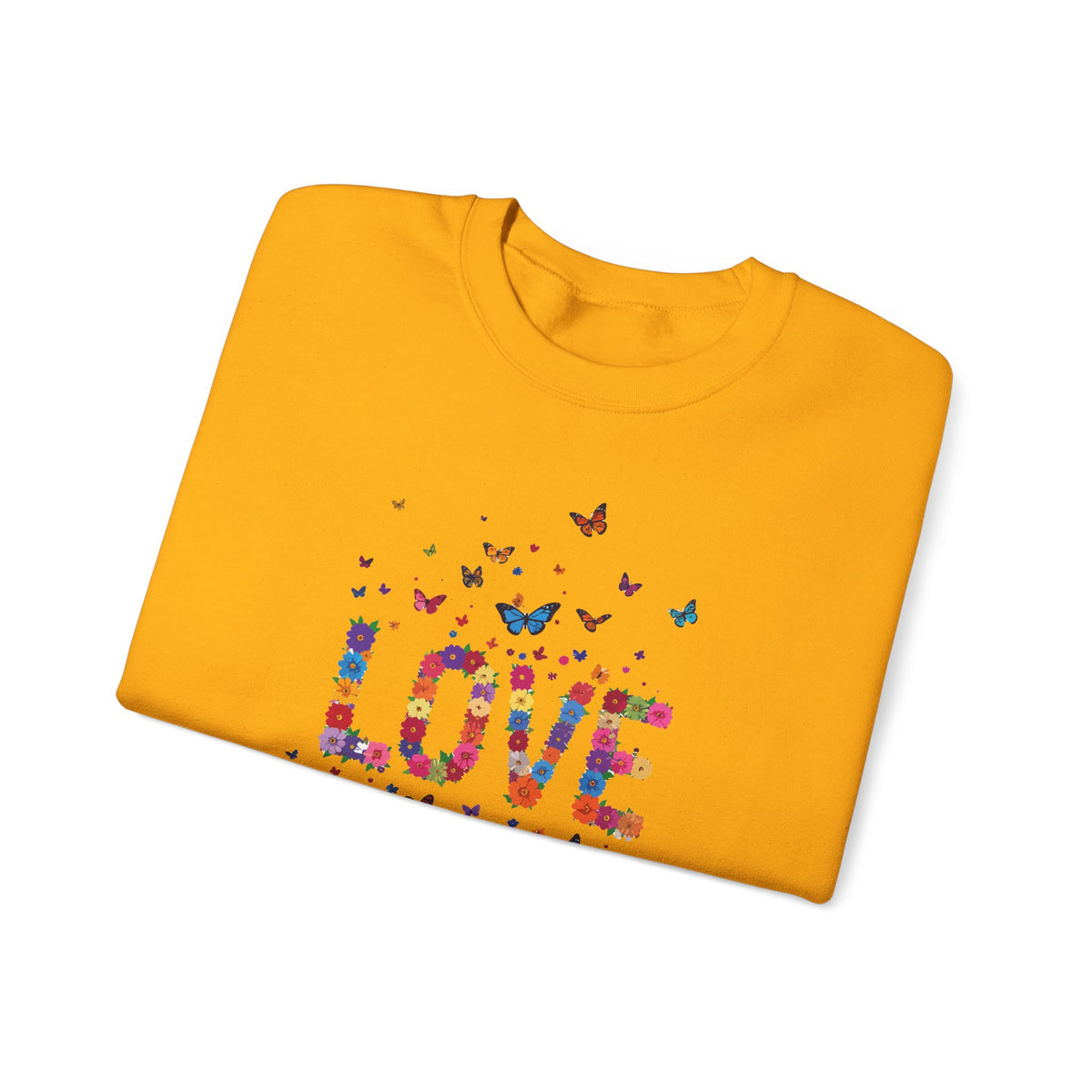 Unisex Floral Love Sweatshirt, Love Floral Sweatshirt, Floral Butterfly Sweatshirt, 50/50 Cotton-Poly Valentine's Day Sweatshirt 06