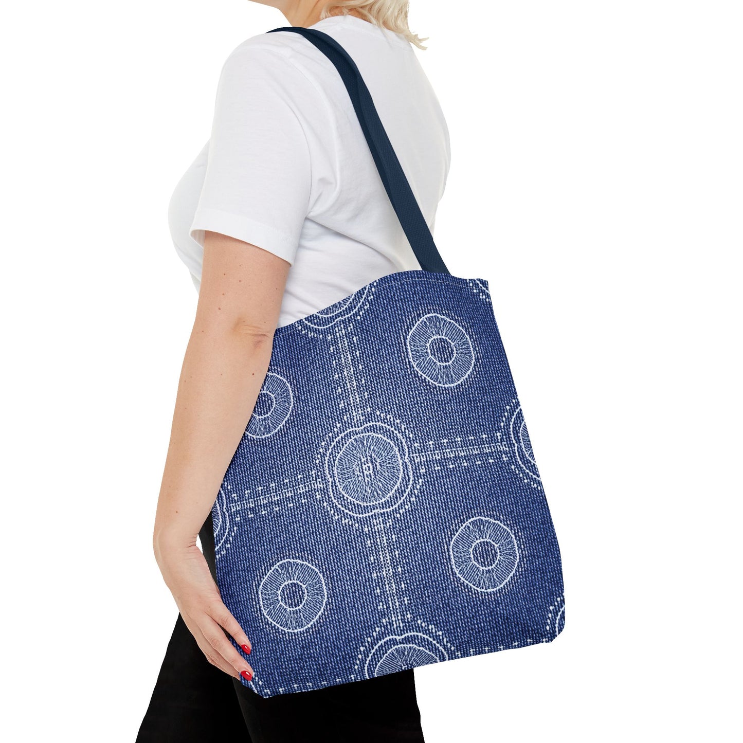 Denim Fabric Imitation Print Unisex Canvas Bag Poly Spun 3 Sizes Tote Bag 107
