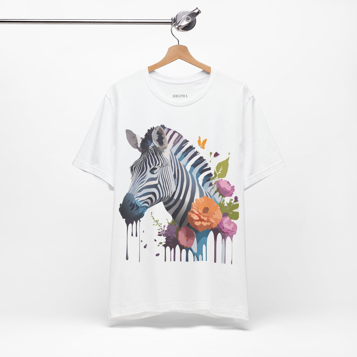 Zebra Graphic Unisex Cotton Bella+Canvas Tee with Art Animal Design e76