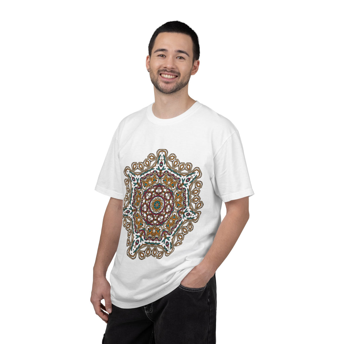 Unisex Garment Dyed Cotton T-Shirt with Mandala Graphic Design