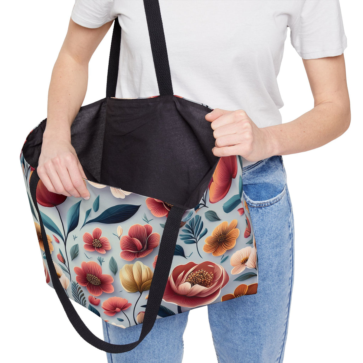 Floral Print Poly Canvas Weekender Bag 15