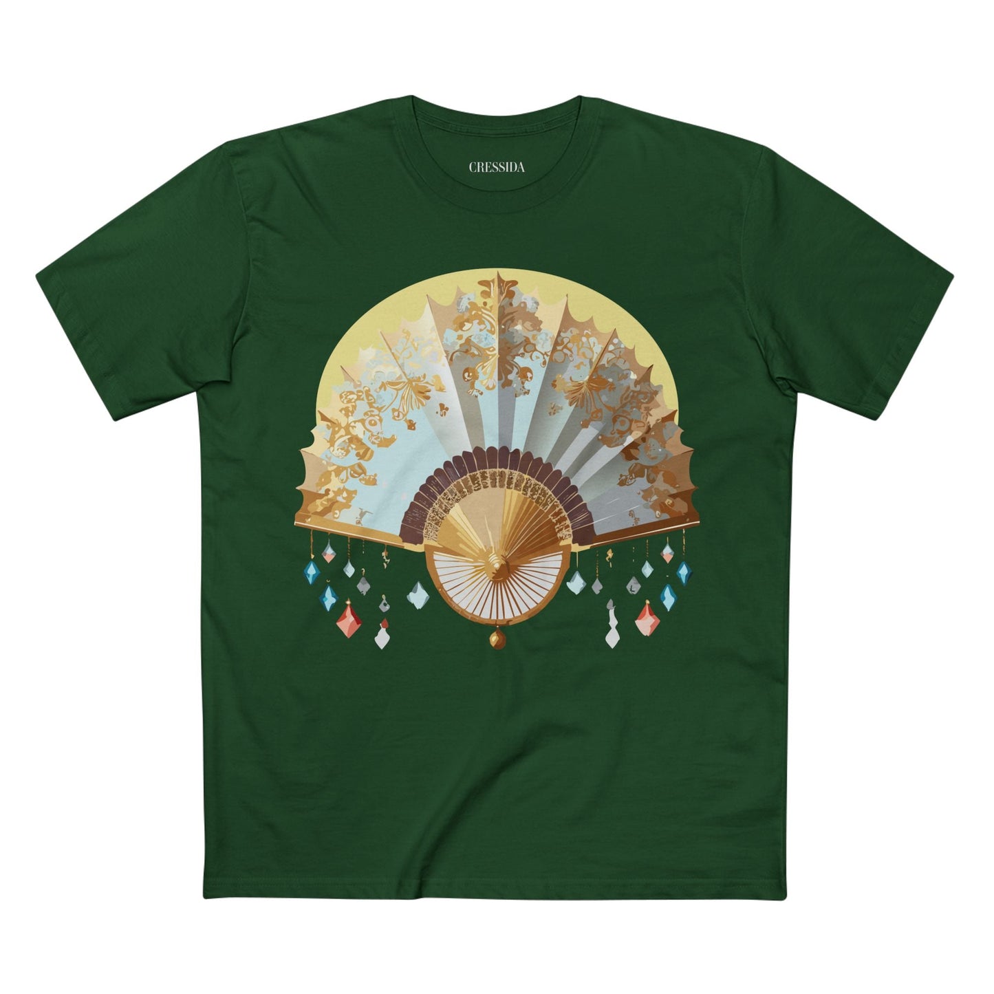 Antique Fan Graphic Design T-Shirt Unisex 100 Cotton Floral Carnival Artwork Tee 25