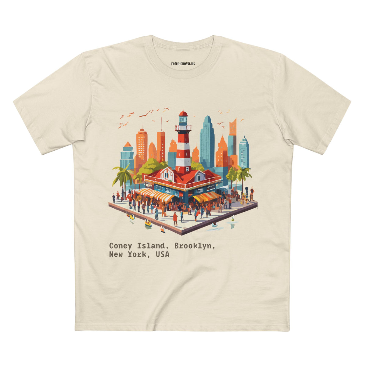 Coney Island Brooklyn New York Tee | Cityscape Lighthouse Illustration