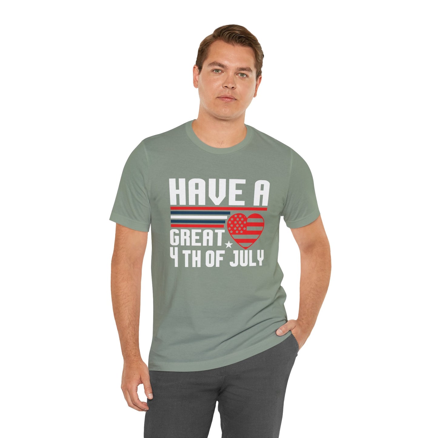 4th of July American Flag Graphic Unisex Cotton T-Shirt 020
