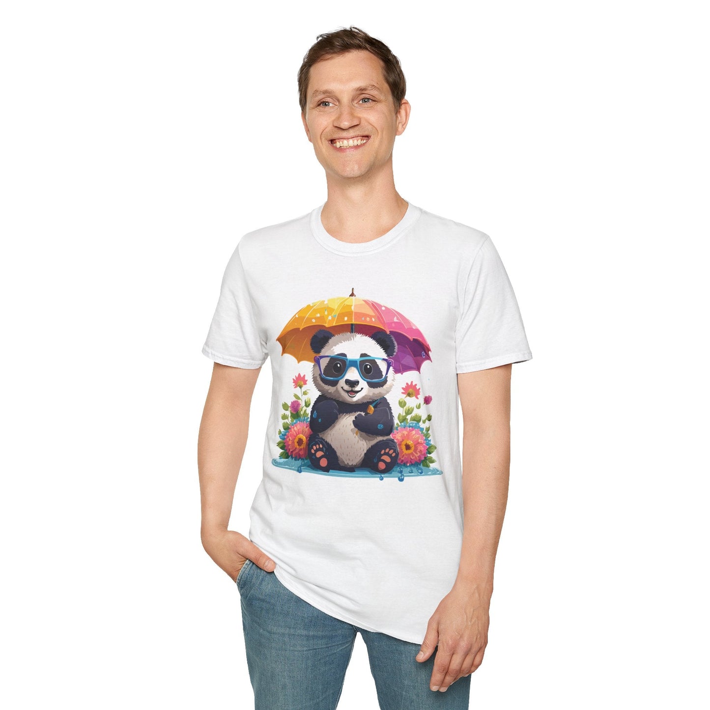 Unisex Panda Shirt Softstyle Tee 100 Percent Ring Spun Cotton Comfortable Animal Tee