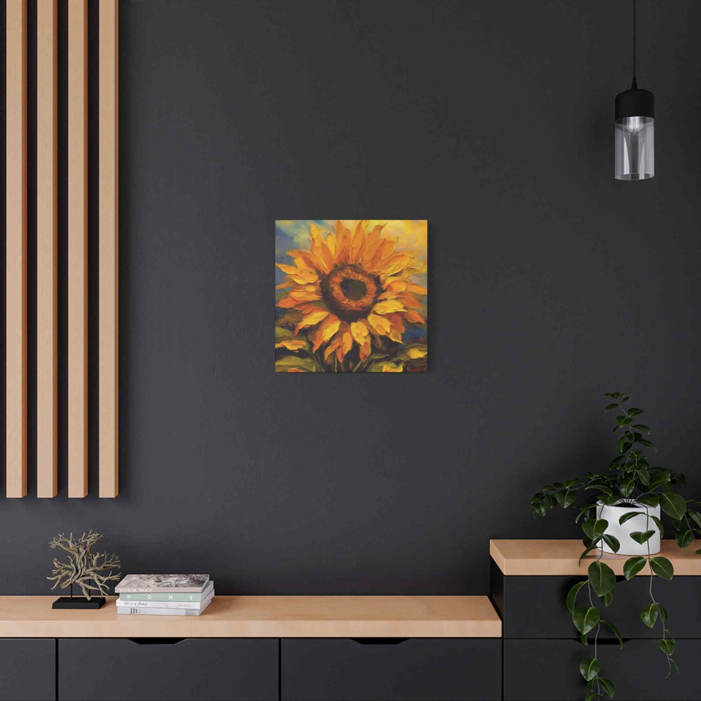 Sunflower Print Canvas, Flower Oil Paint Print 20x20, 24x24, 30x30, 32x32, 36x36, Floral Art Design Print Non-Frame MC-26