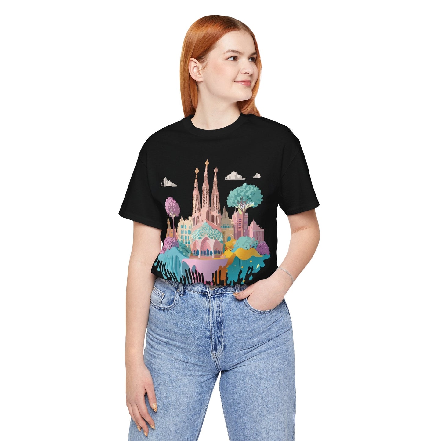Barcelona Tourist Shirt Unisex Graphic Tee Featuring Original Vintage Art Adelpha