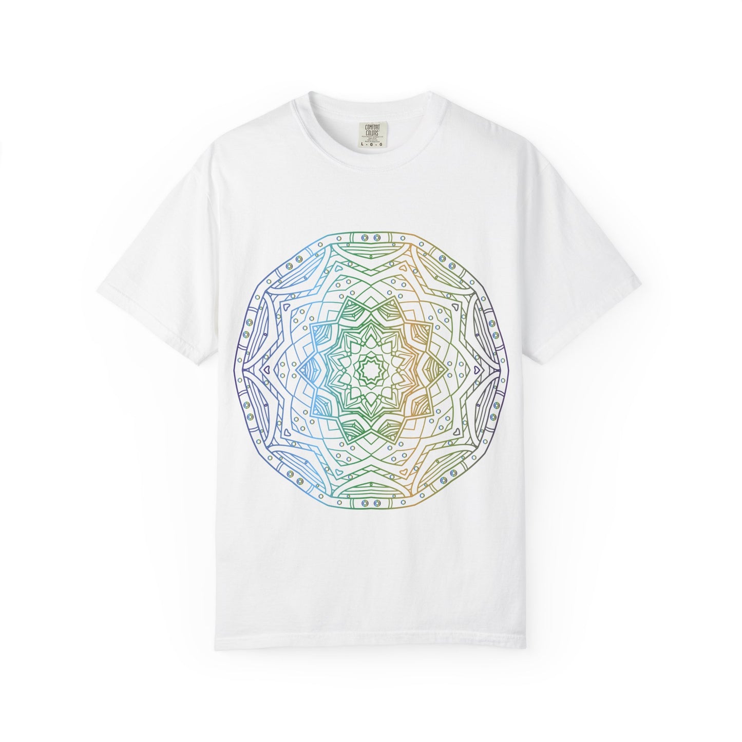 Unisex Garment Dyed Cotton T-Shirt with Mandala Graphic Design