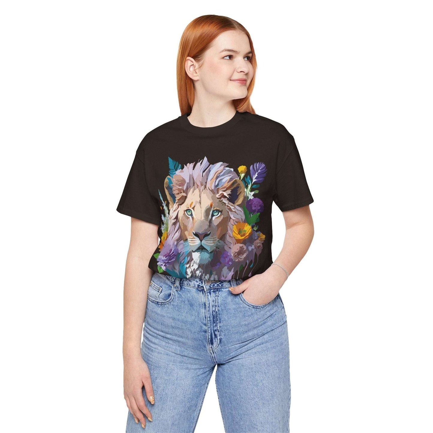 Lion Graphic Tee Unisex Short Sleeve Shirt With Vintage Inspired Artwork By Adelpha