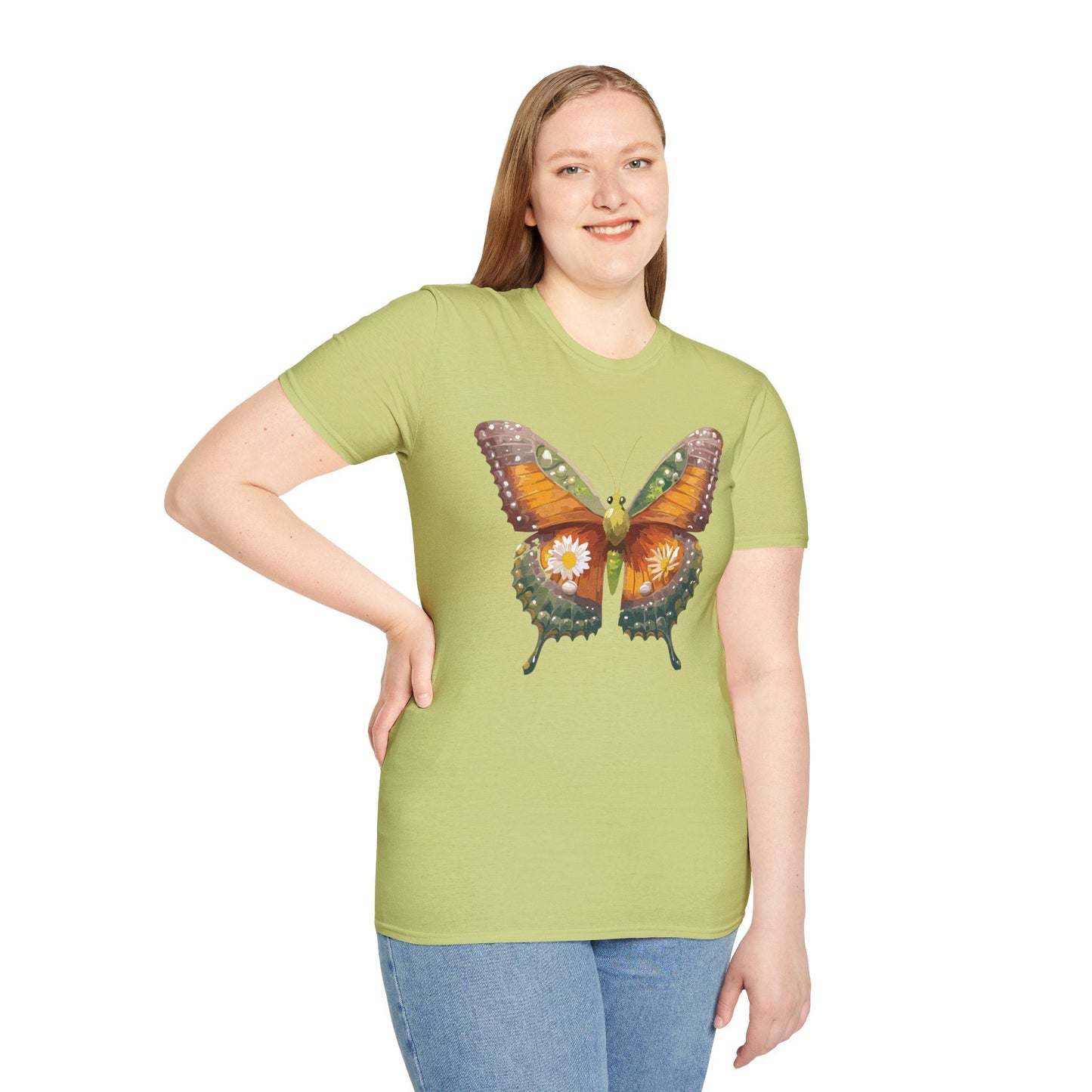 Butterfly T Shirt Unisex Monarch Shirt Gildan Softstyle 64000 100 Percent Ring Spun Cotton