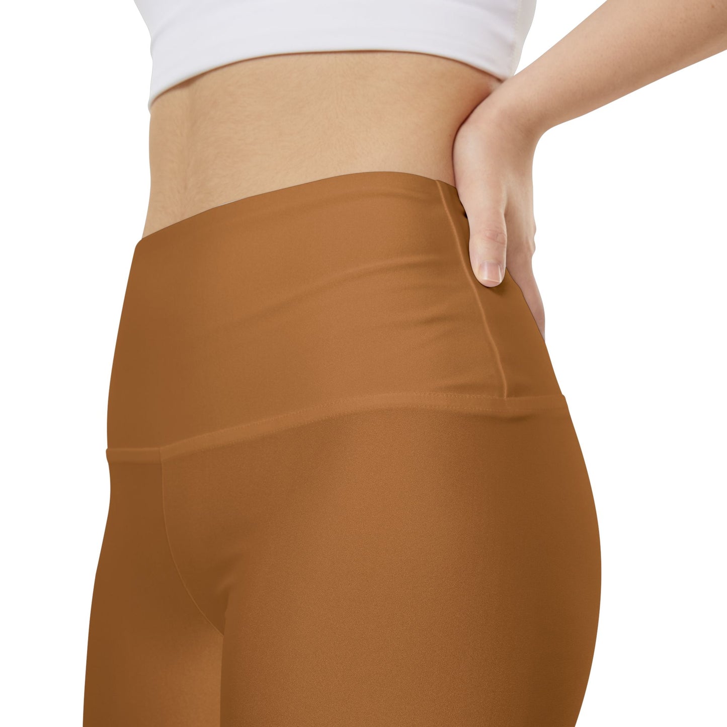 Copper High-Waist Workout Shorts — Women's Solid Activewear Biker Shorts