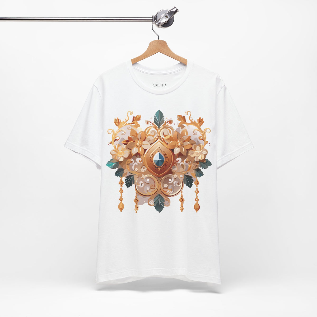 Jewelry Graphic Unisex Cotton Bella+Canvas Tee with Gemstones Art Design m30