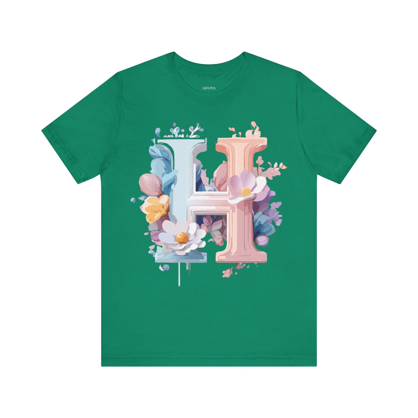 Letter H Shirt Graphic Tee Unisex Short Sleeve Premium Vintage Inspired Artwork Adelpha