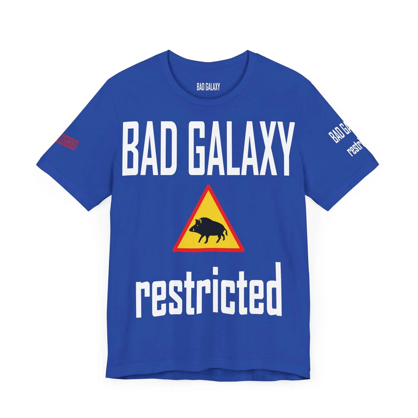 Tee Shirt With Red Stamp From Bad Galaxy Made To Order 100 Percent Cotton USA Printed With Eco Inks