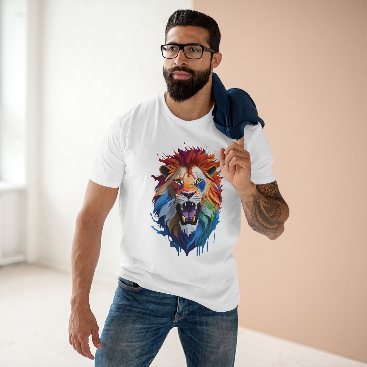Lion Graphic Unisex 100 Cotton Staple Tee with Animal Design Artwork 30