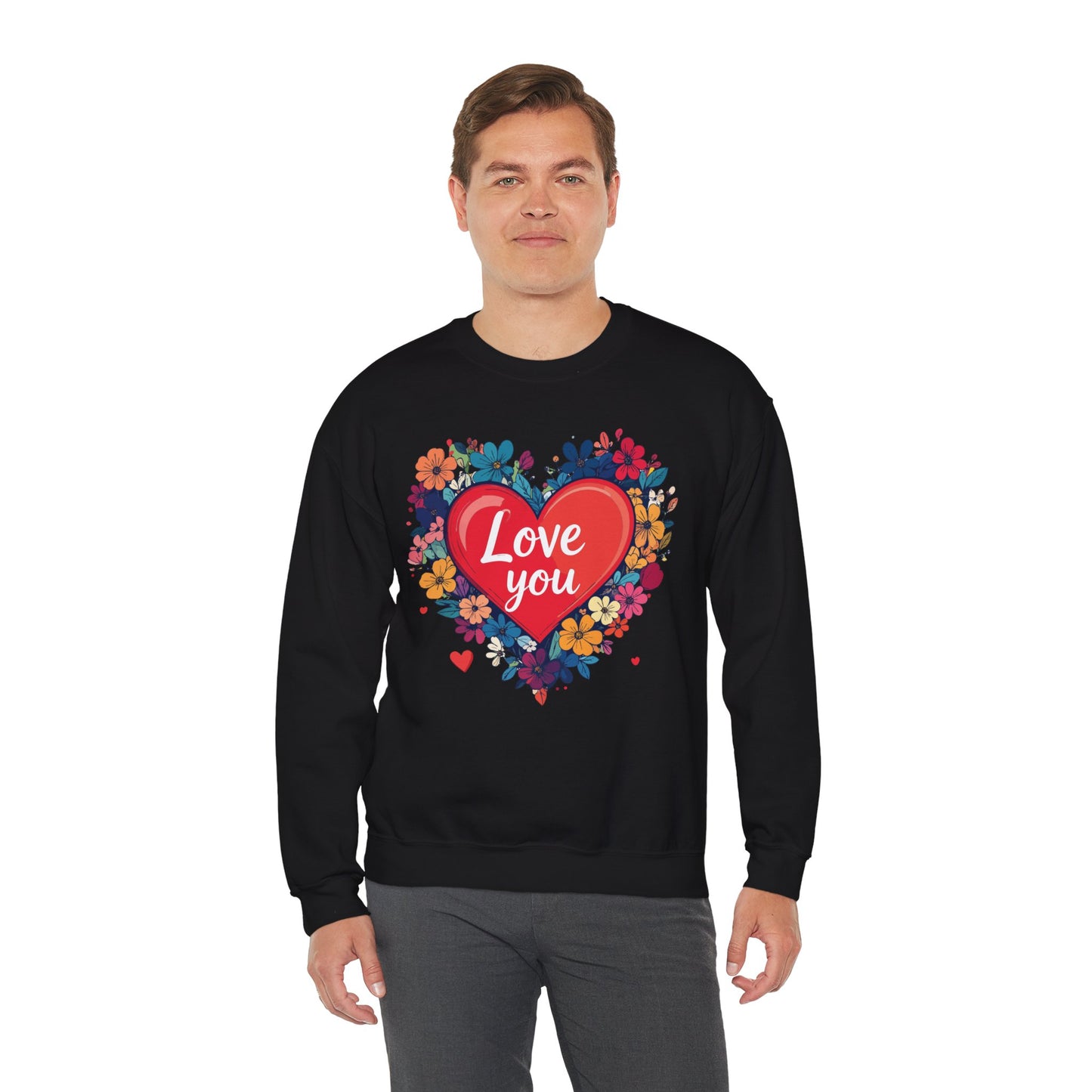 Big Heart Sweatshirt, Floral Heart Sweatshirt, Floral Love Sweatshirt, Valentine's Day Sweatshirt, Heart Floral Sweatshirt 107