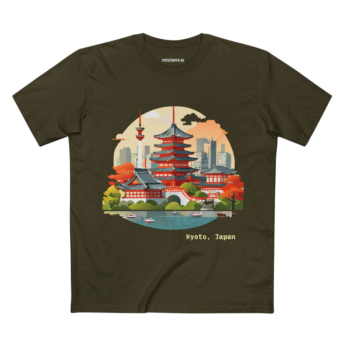 Kyoto Japan temple illustration T-Shirt | Pagoda skyline tee