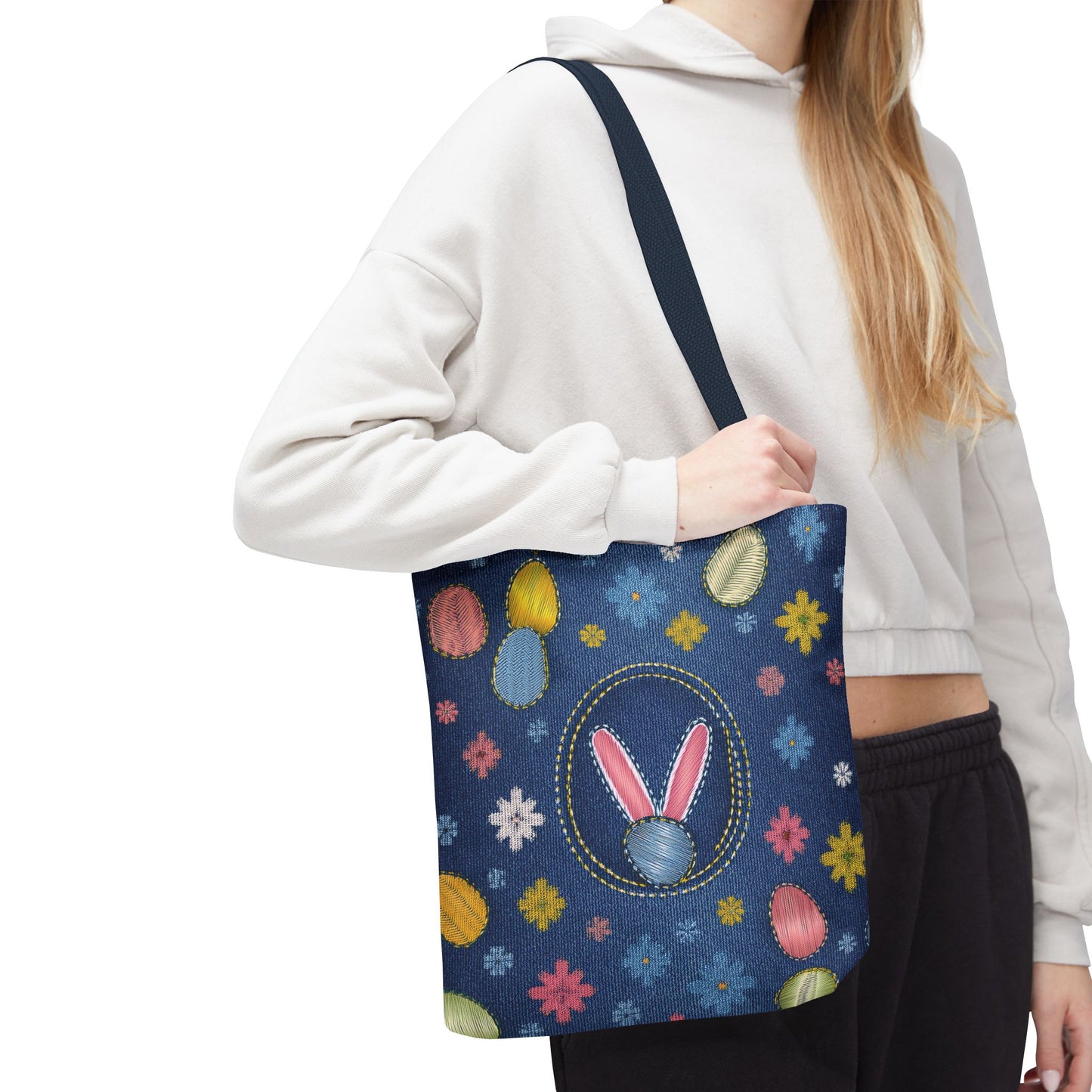 Easter Graphic Design Denim Fabric Imitation Print Unisex Canvas Bag Poly Spun 3 Sizes Tote Bag 204-10