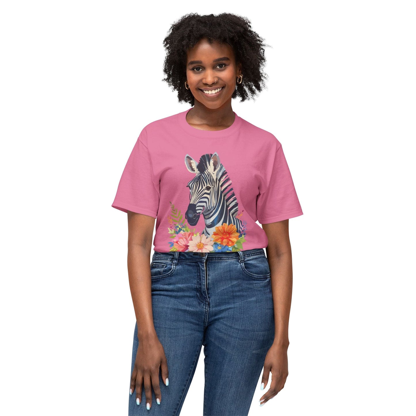 Unisex Zebra Art T Shirt With Full Color Print 100 Percent Cotton Jersey Tee Premium