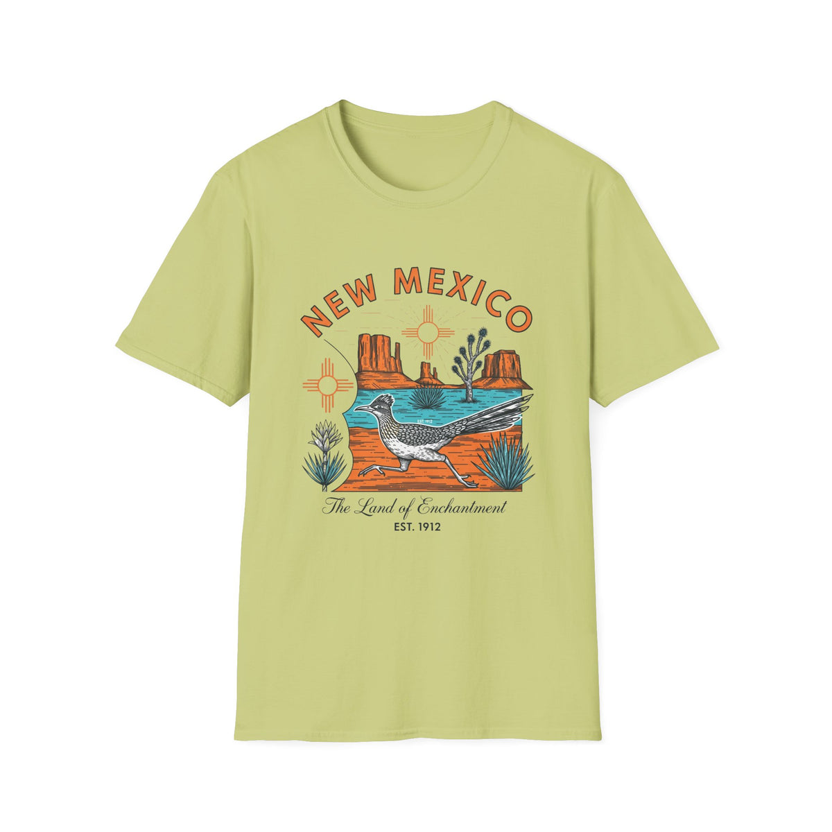 New Mexico Desertscape T-Shirt — The Land of Enchantment Travel Tourist Graphic Design Unisex 100 Cotton Gildan T-Shirt