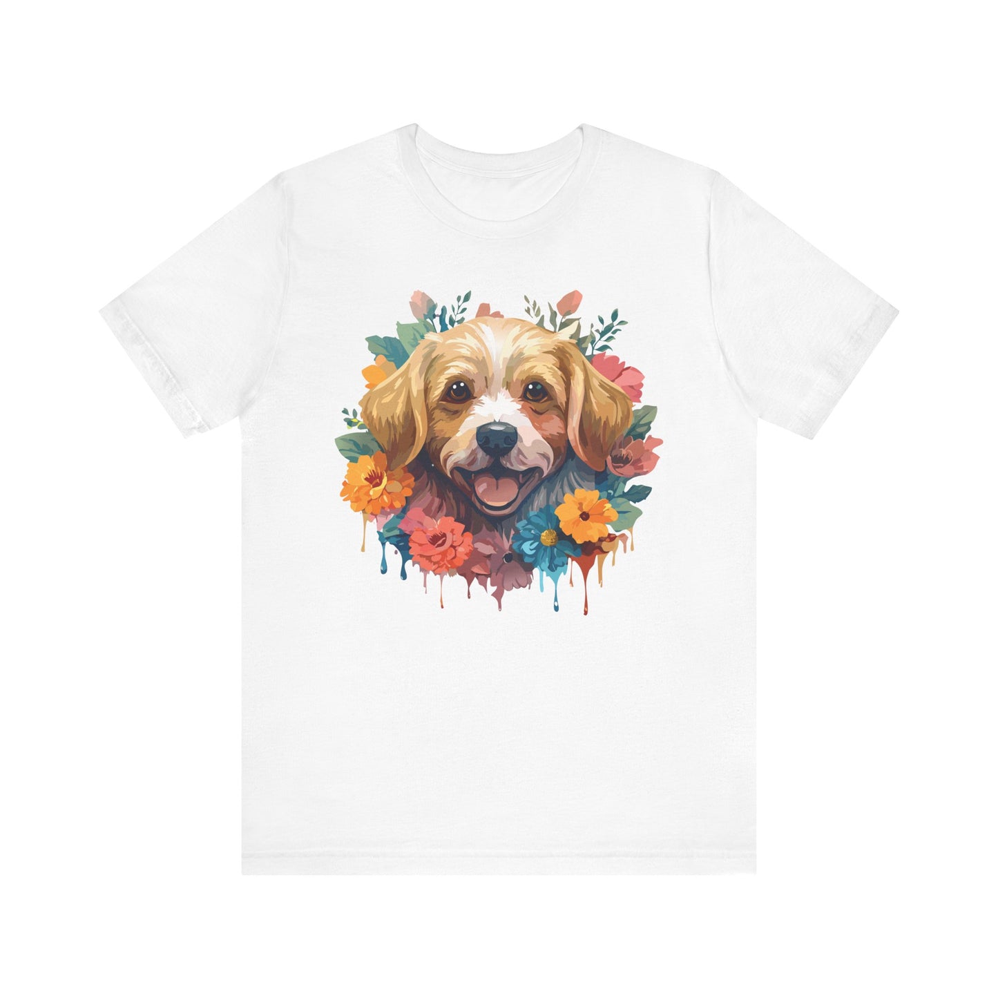 Floral Dog Tee, Animal Shirt, Dog Shirt, Floral Tee, Flower T-shirt, T-Shirt with Animal, Summer Top with Art Design