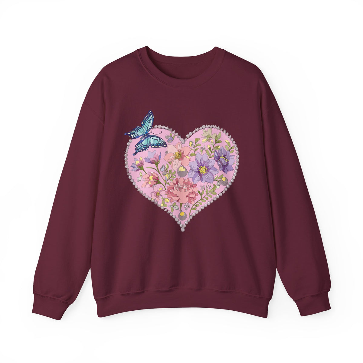 Floral Heart Love Graphic Valentine's Day Sweatshirt Unisex 50/50 Cotton-Poly Sweatshirt w38