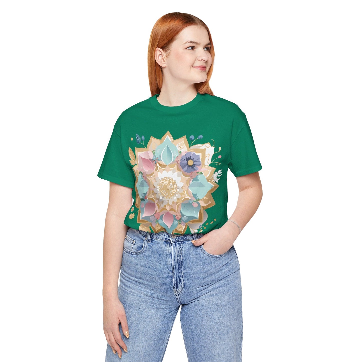 Mandala Graphic Unisex 100 Cotton Vintage Floral Artwork Tee 16