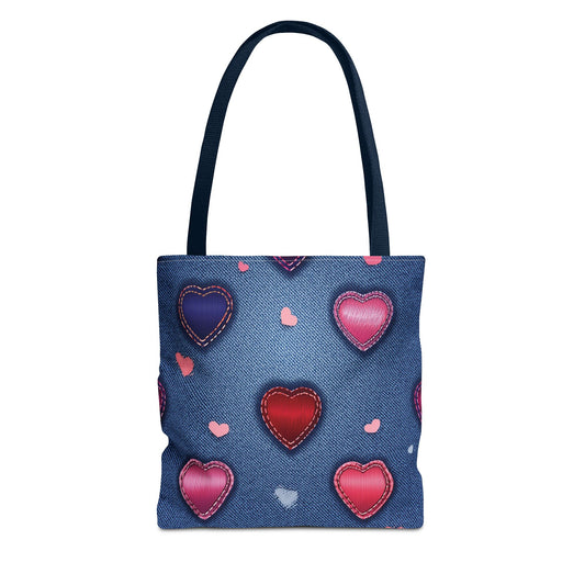 Love Day Graphic Design Denim Fabric Imitation Print Unisex Canvas Bag POLY 3 Sizes Tote Bag 201-26