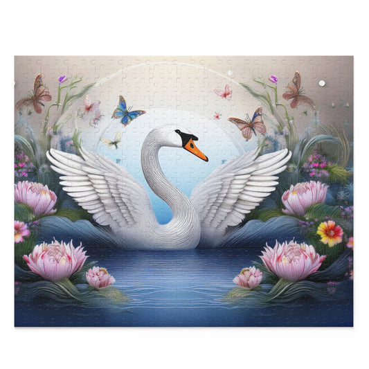 Puzzles-44 Kids Swan Puzzle 500-Piece | Floral Swan Puzzle 500-Piece, Birds Kids Puzzles Size: 16" x 20",  Ages 9+