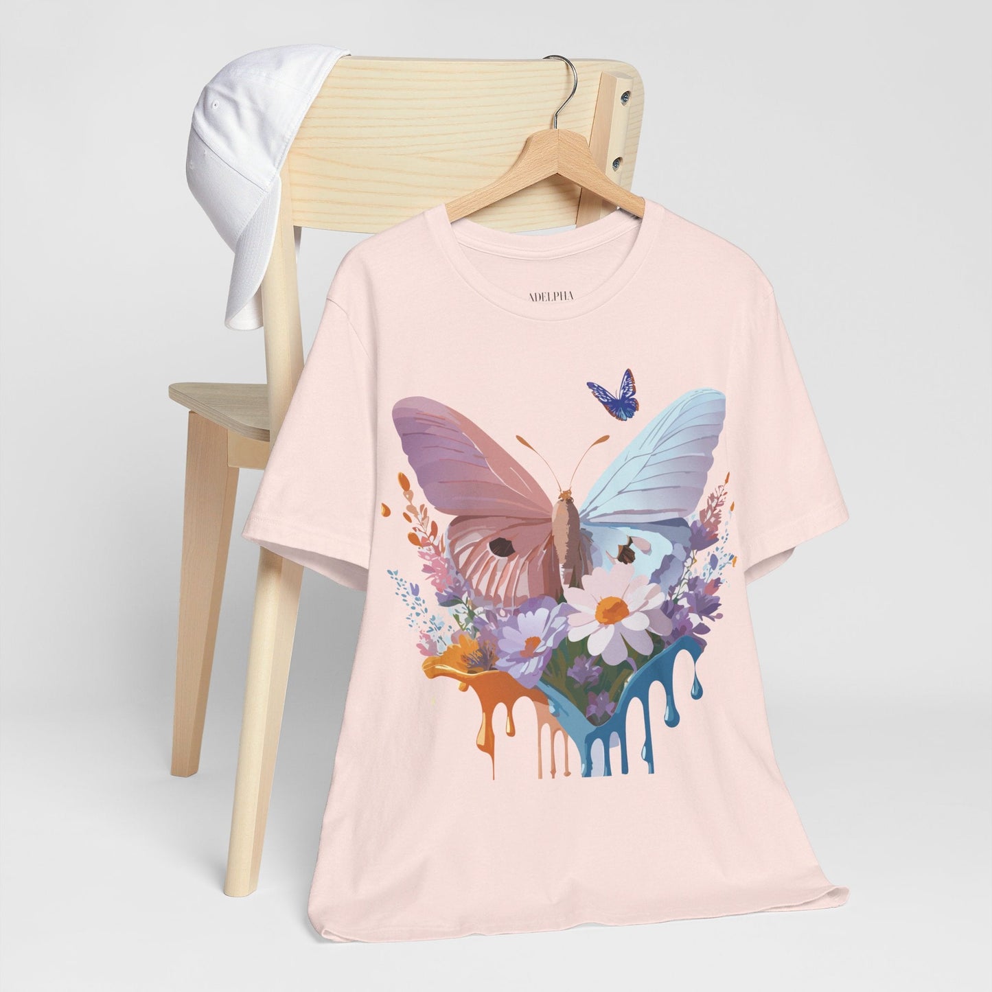 Butterfly Graphic Unisex 100 Cotton Lightweight Vintage Floral Design Jersey Tee 69