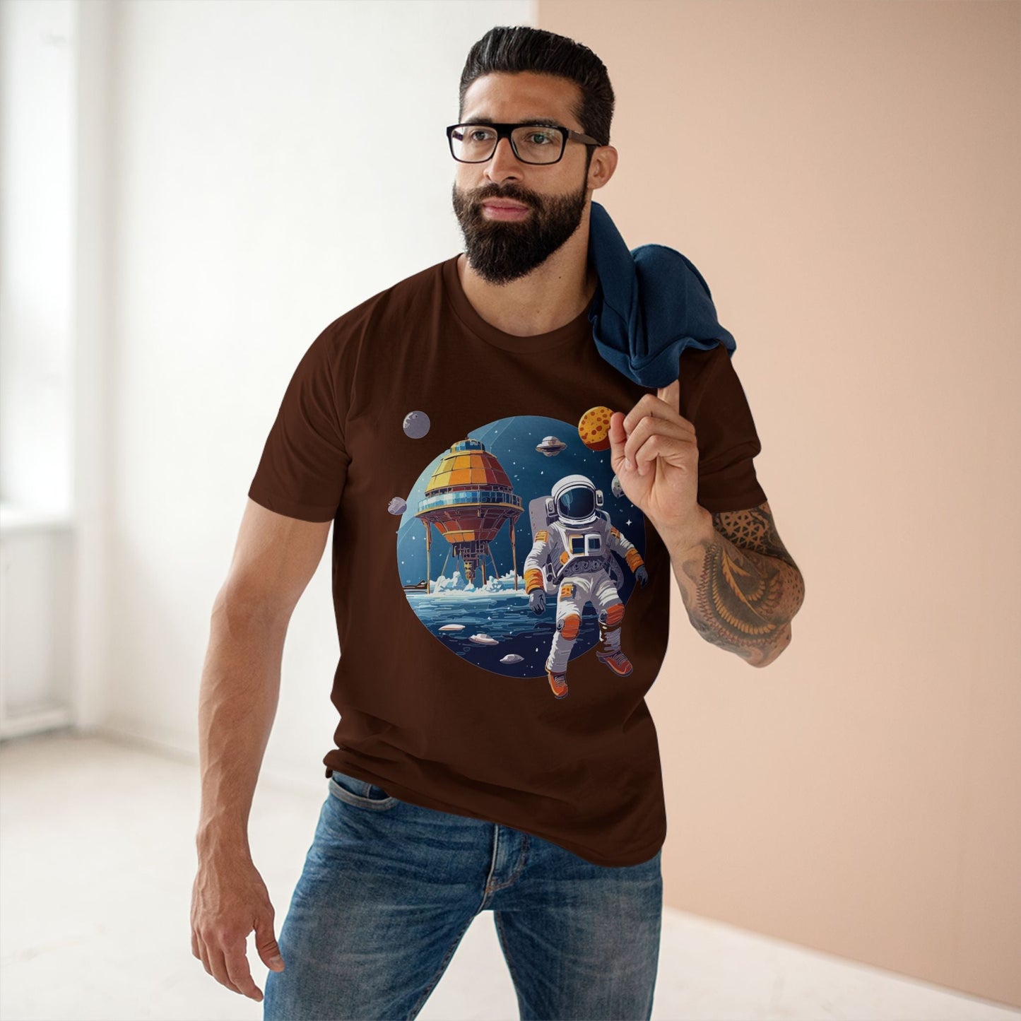 Cosmos Astronaut Shirt CS 38 Unisex Premium Cotton Tee With Original Art Design Retro2Nova