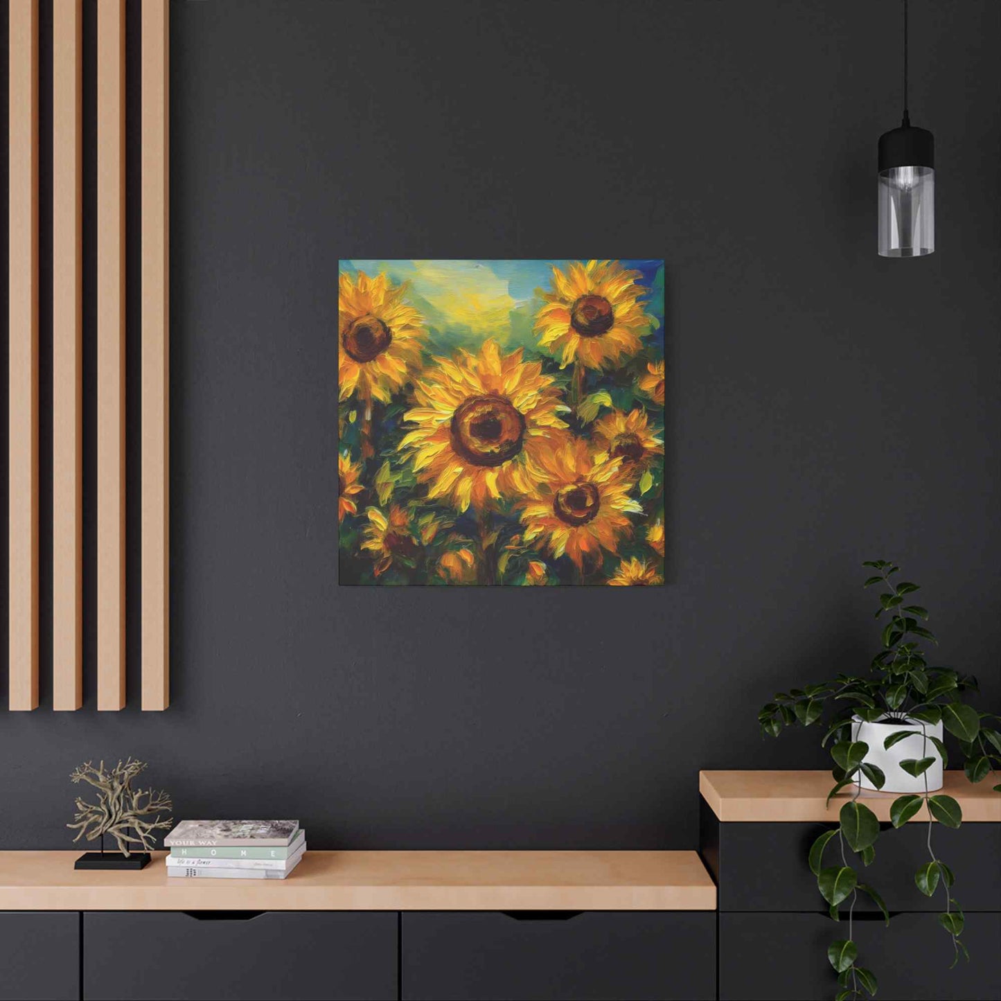 Sunflowers Print Canvas, Flowers Oil Paint Print 20x20, 24x24, 30x30, 32x32, 36x36, Floral Art Design Print Non-Frame MC-24