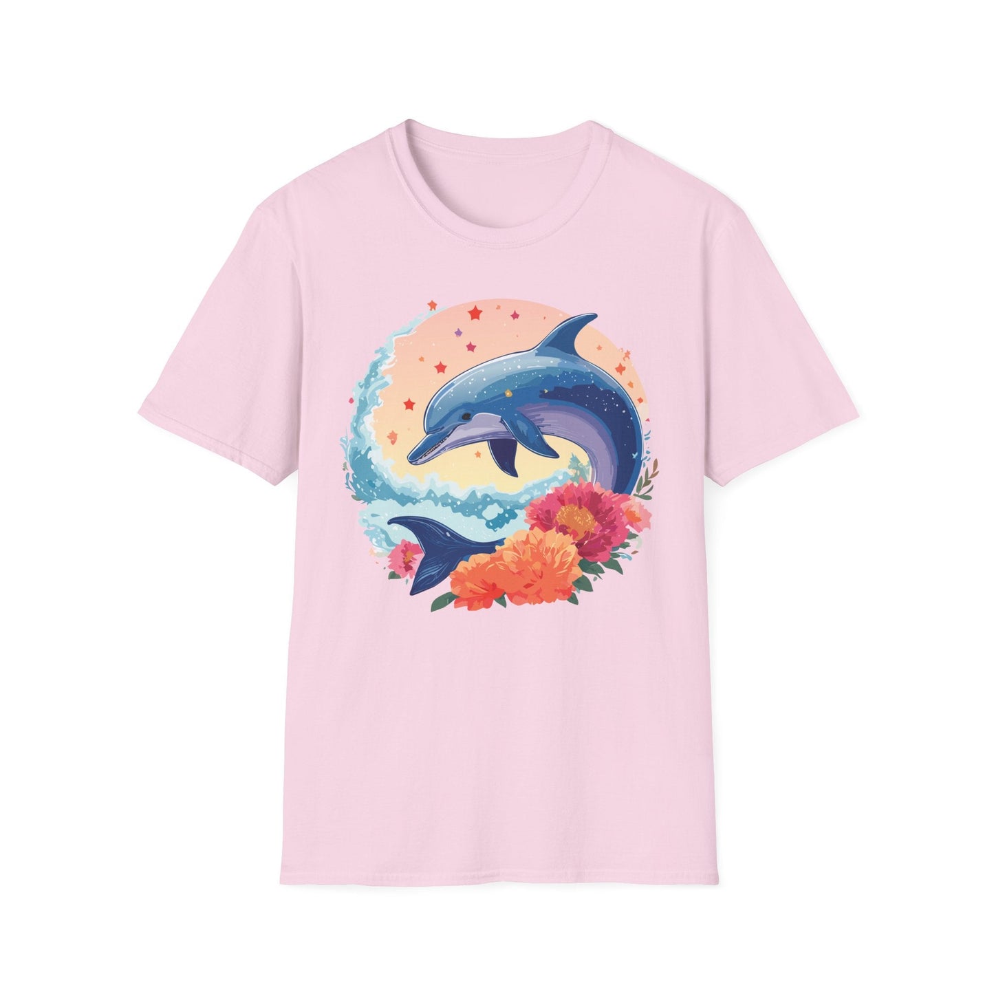 Dolphin Shirts Unisex Tee 100 Percent Ring Spun Cotton Gildan Softstyle 64000 For Everyday Comfort