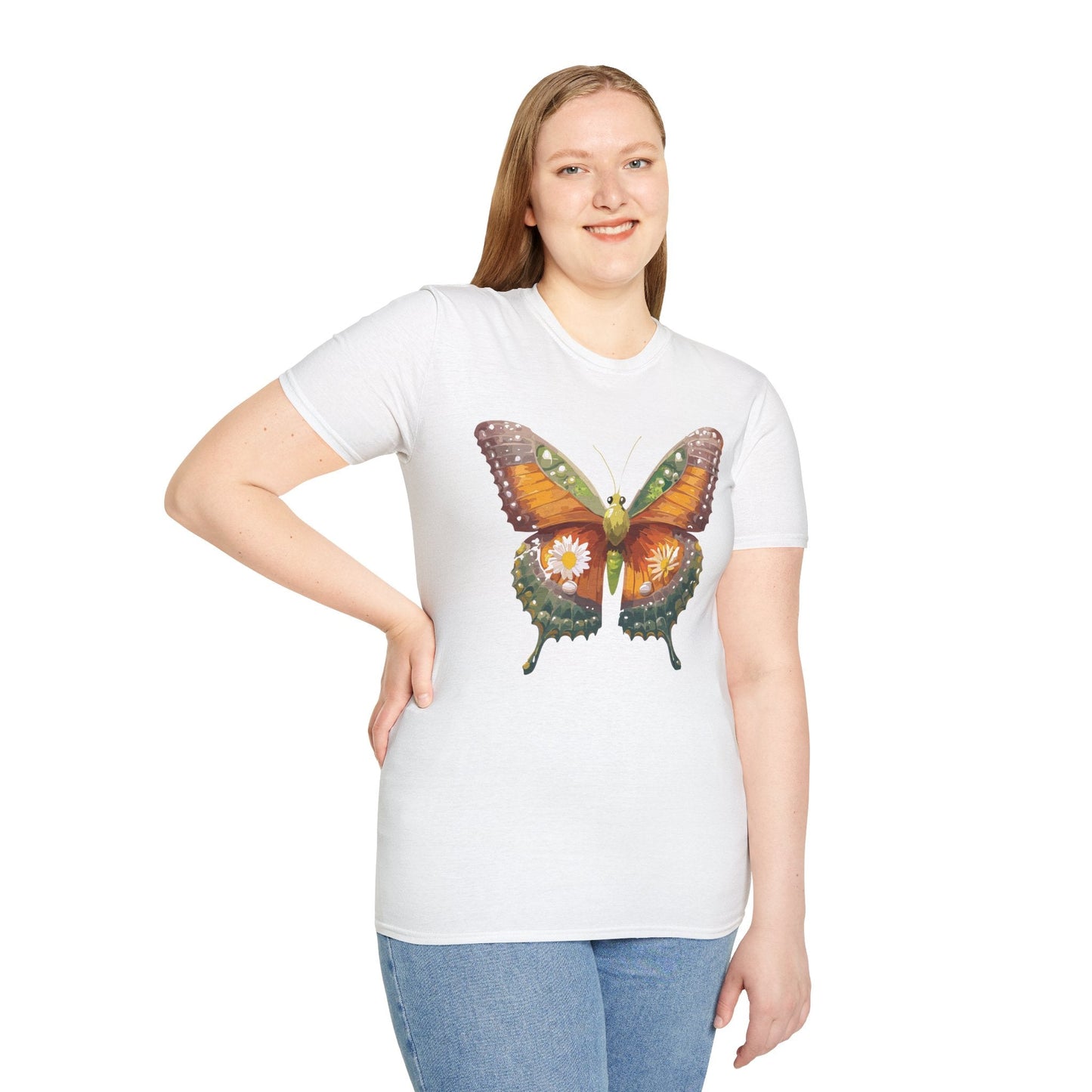 Butterfly T Shirt Unisex Monarch Shirt Gildan Softstyle 64000 100 Percent Ring Spun Cotton