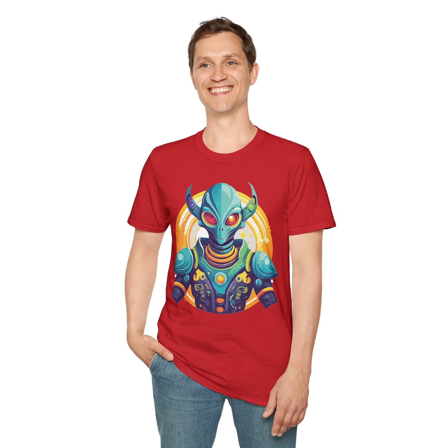 Alien Graphic Unisex Cotton Softstyle UFO Artwork Tee 9