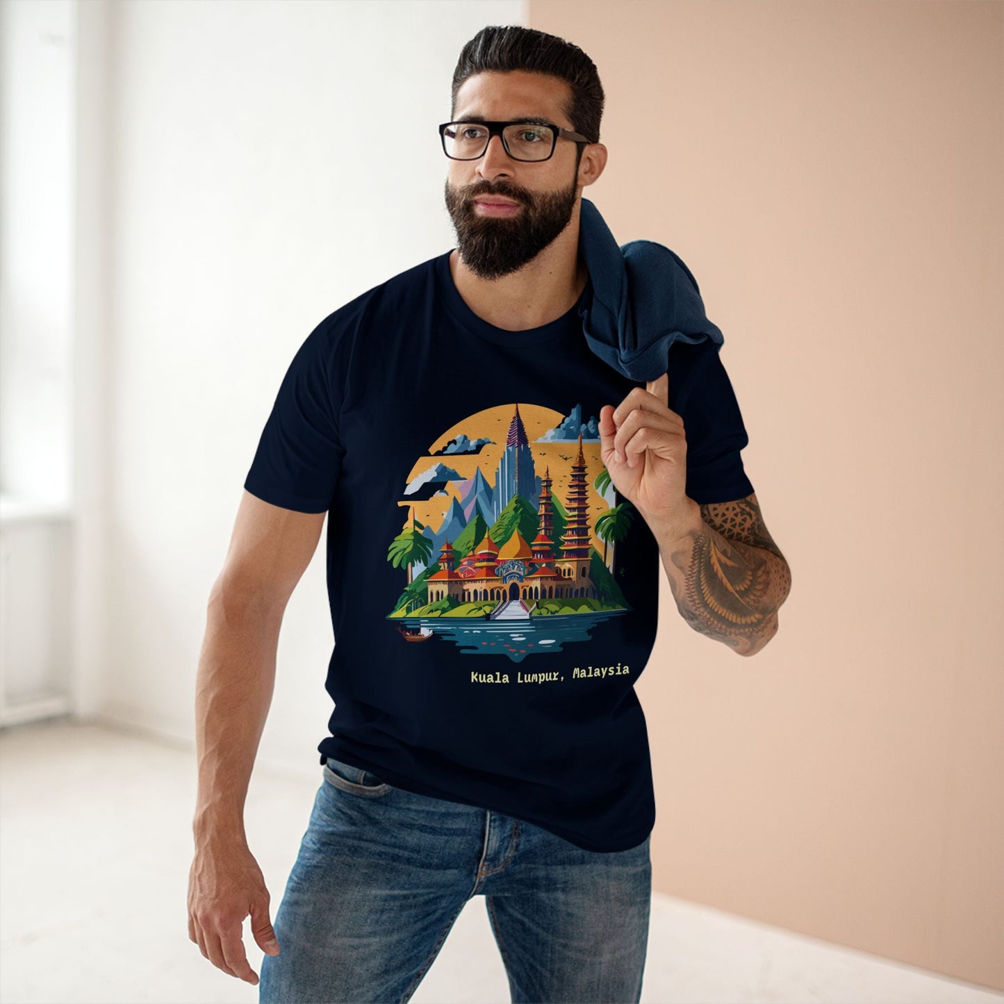 Travel Shirt Kuala Lumpur Tourist Shirt Unisex Premium Cotton Art Tee Retro2Nova Original Design