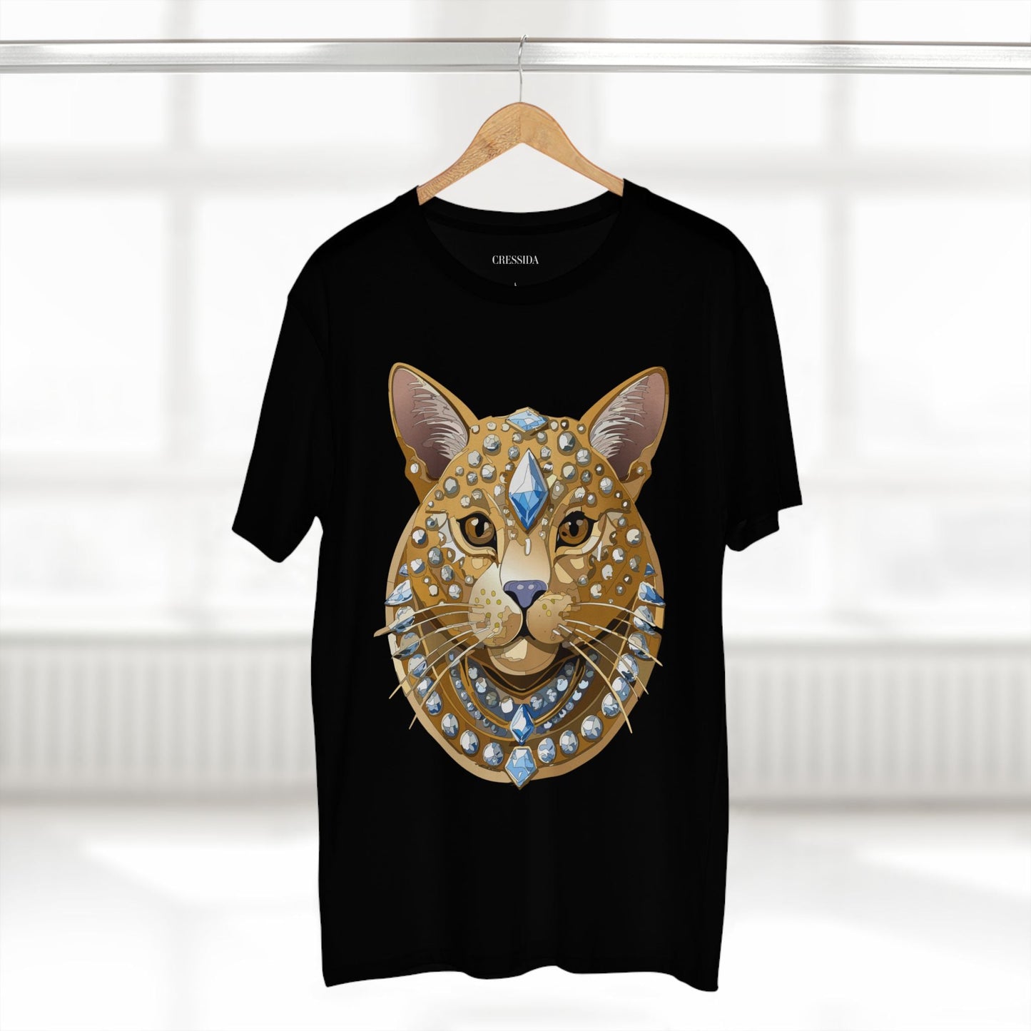 Cat Graphic Unisex 100 Cotton Tee With Unique Animal Golden Medallion Art Design 11