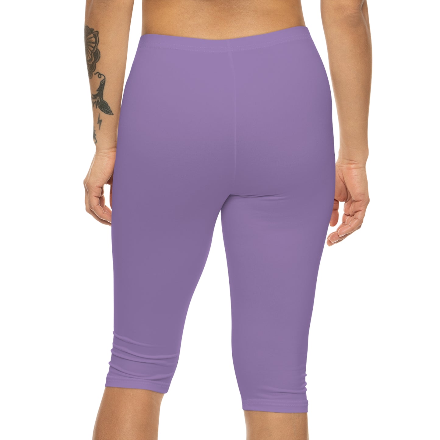 Winter Night Lilac Color Women's Brushed Suede Poly Span Casual Capri Leggings XS-2XL
