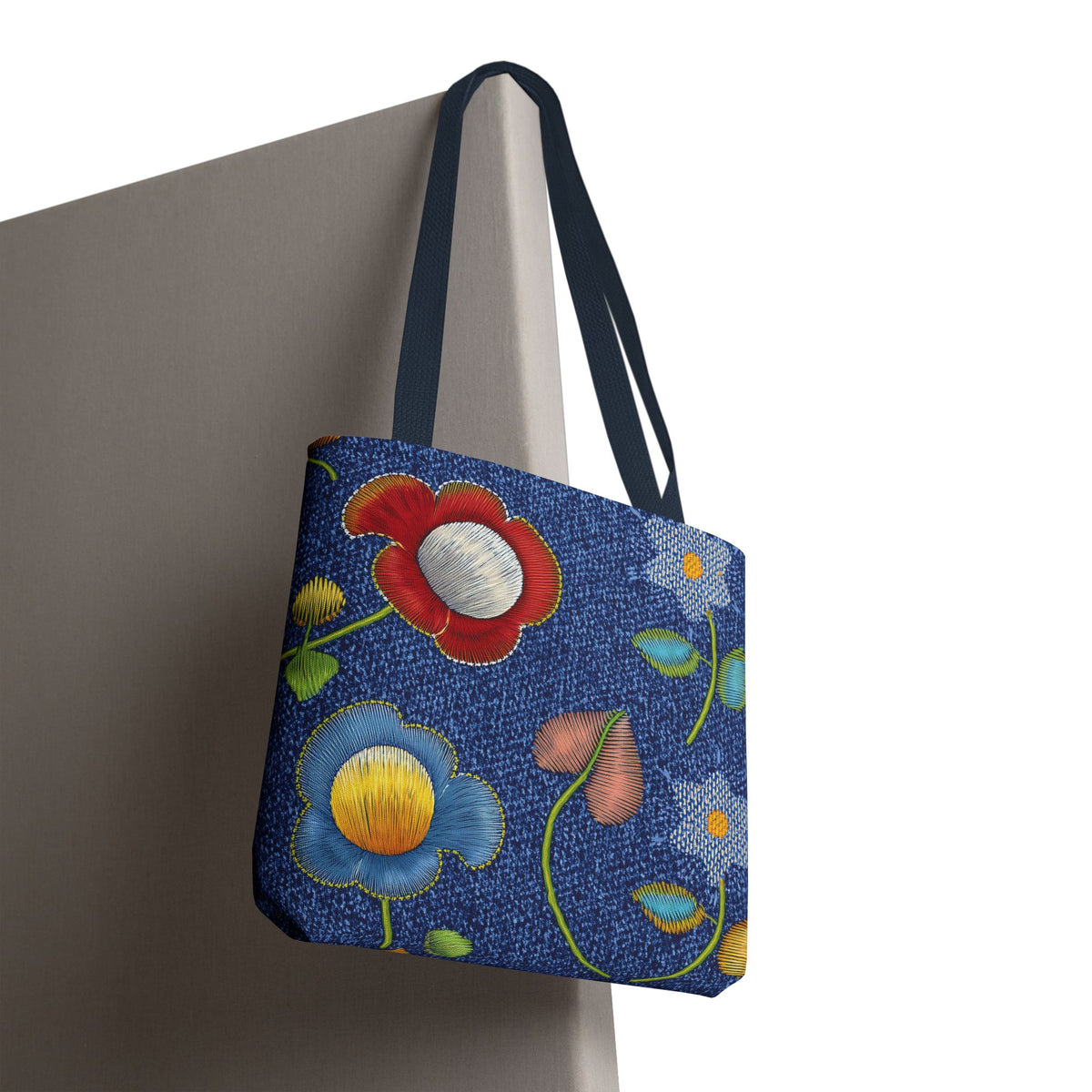 Denim Fabric Imitation Print Unisex Canvas Bag Poly Spun 3 Sizes Tote Bag 159-11