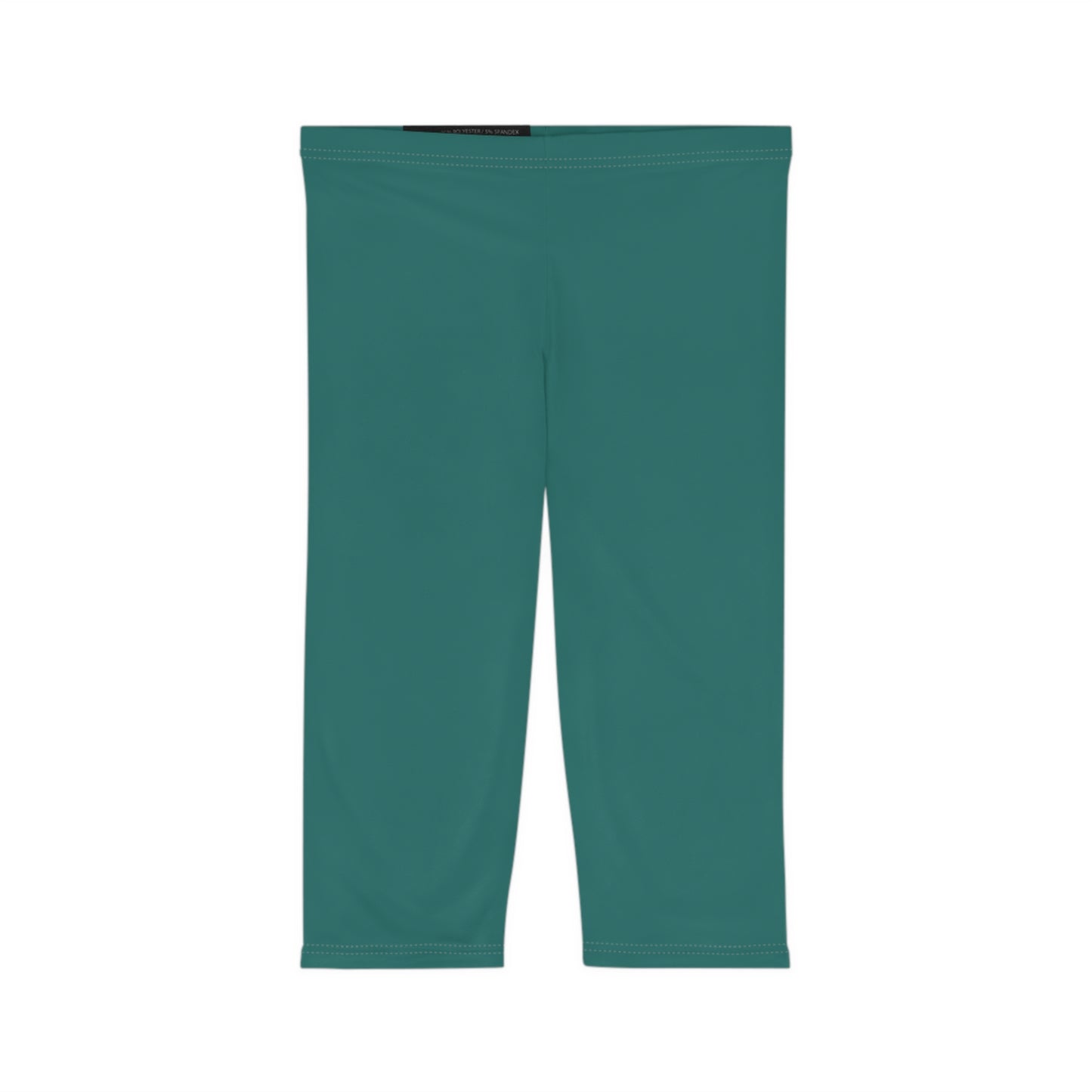 Pine Teal Color Women's Brushed Suede Poly Span Casual Capri Leggings XS-2XL