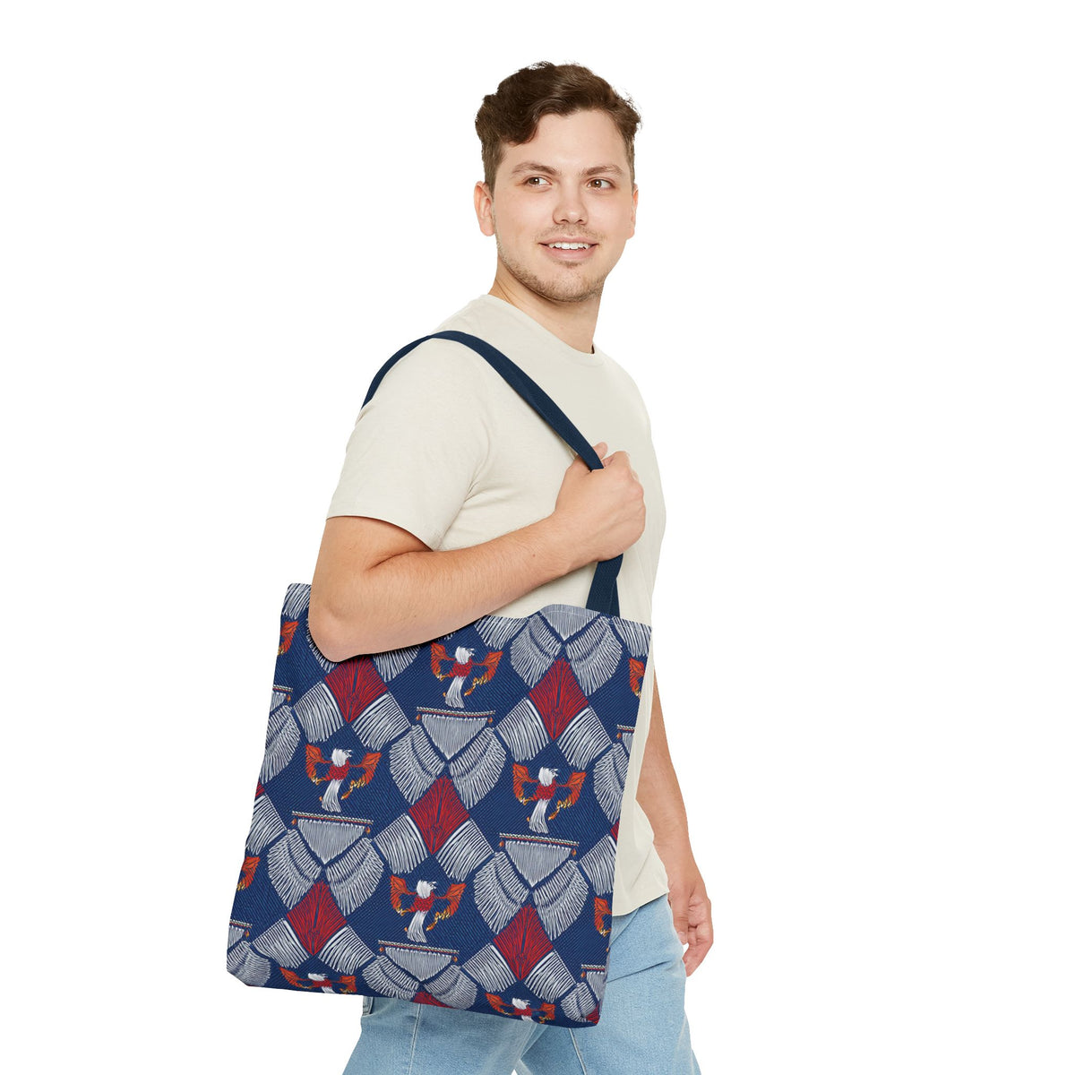 4th of July Graphic Denim Fabric Imitation Print Unisex Canvas Bag Poly Spun 3 Sizes Tote Bag 200-3
