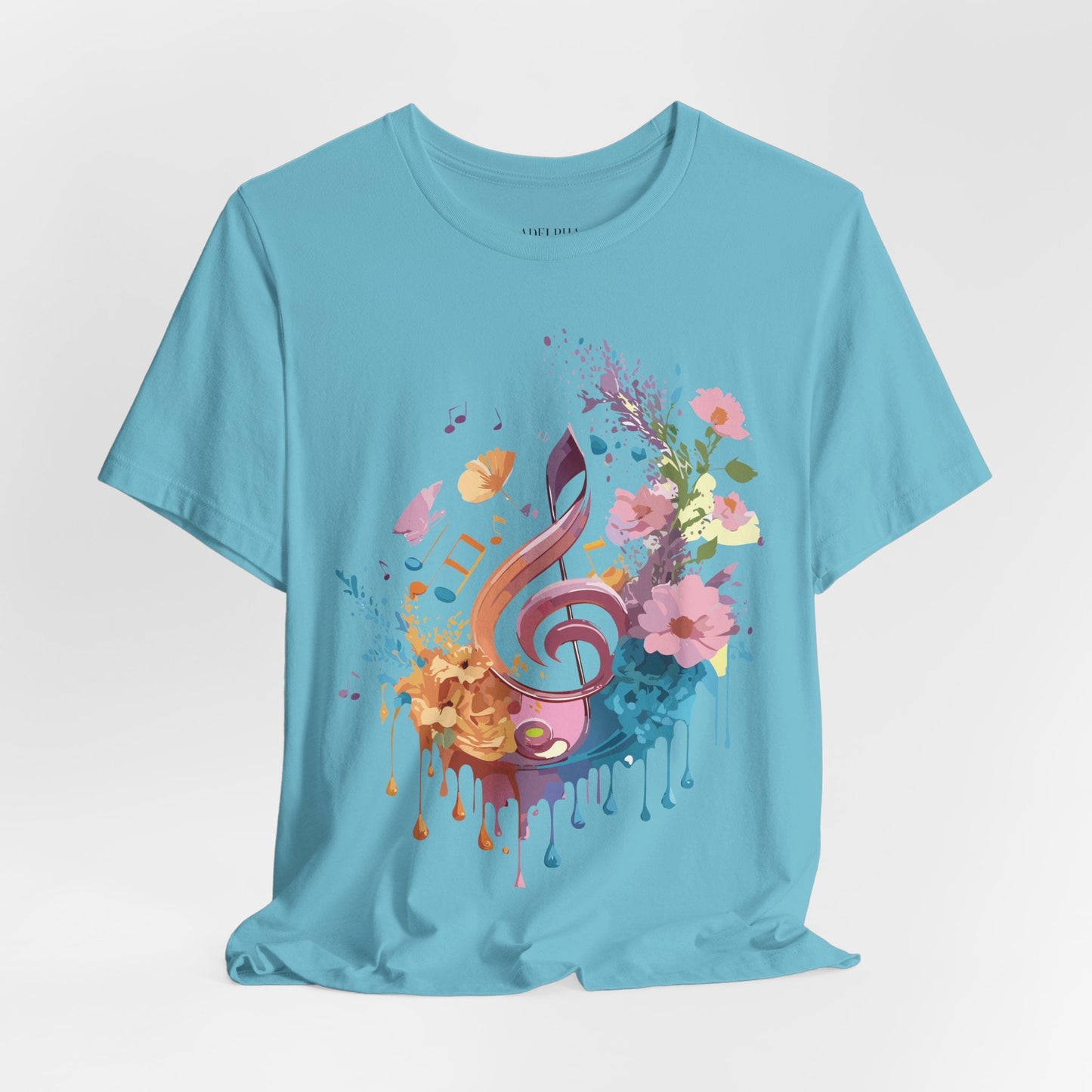 Music Graphic Unisex 100 Cotton Vintage Art with Musical Elements Tee 115