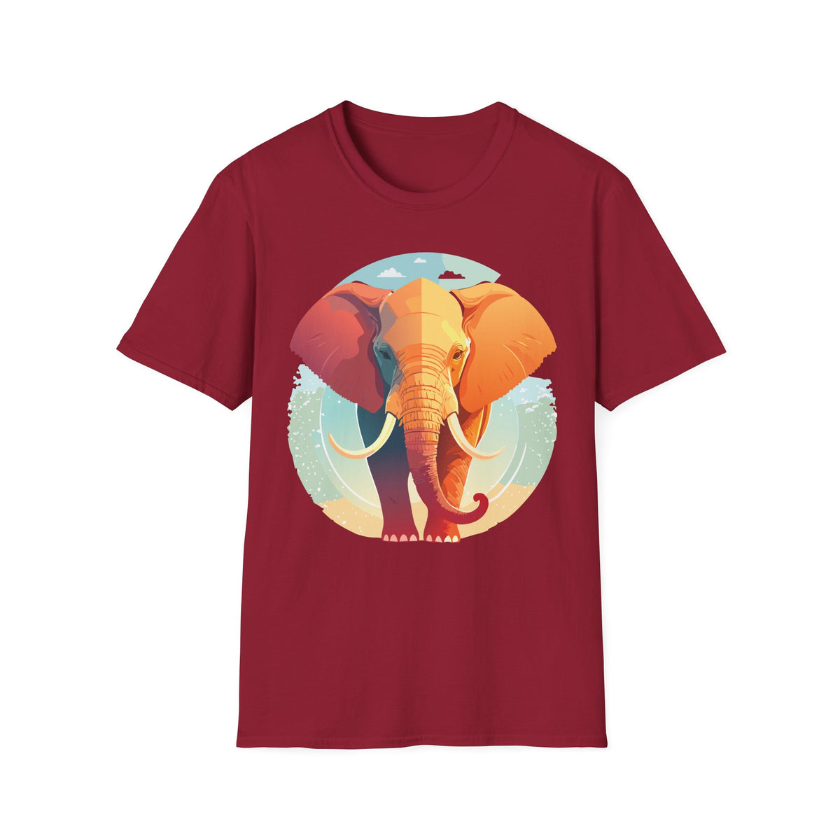Colorful Elephant Illustration T-Shirt | Vibrant Safari Animal Tee