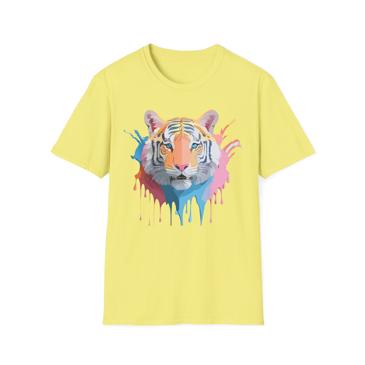 Colorful Tiger Portrait T-Shirt | Watercolor Drip Animal Tee