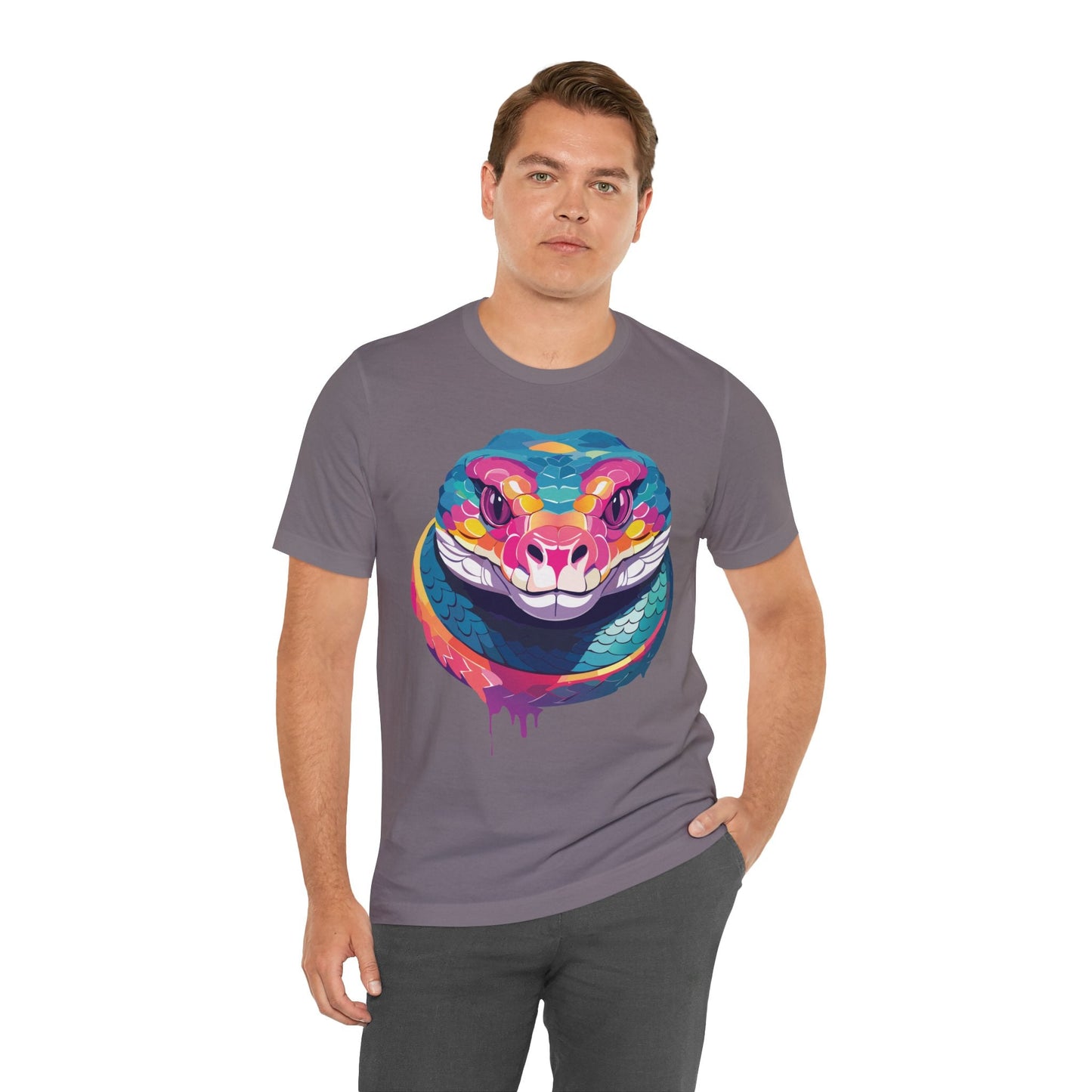 Unisex Animal Tee Shirt With Art Design, Wild Animals Short Sleeve Graphic Tee For Everyday Wear