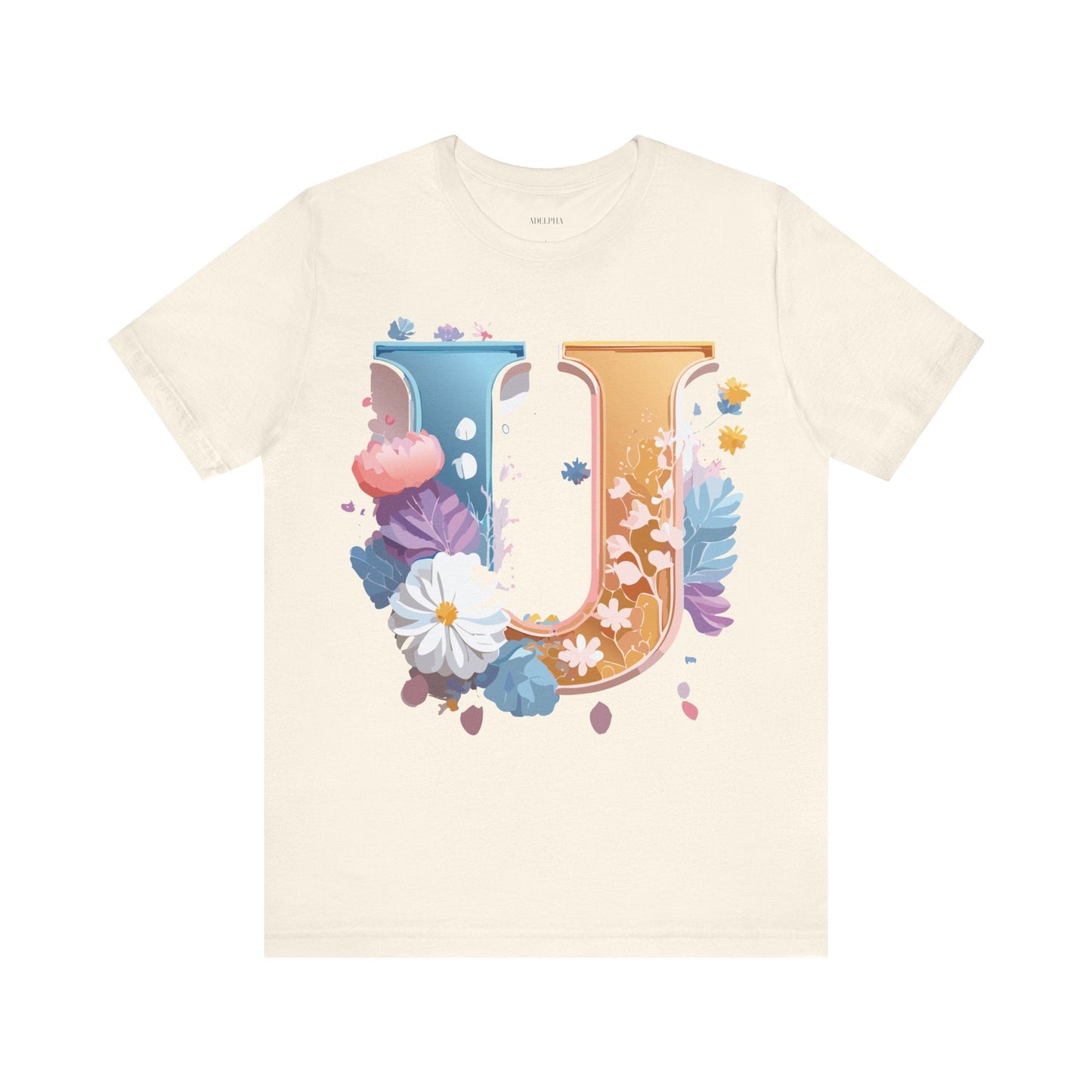 Letter U Shirt Graphic Tee Unisex Vintage Inspired Adelpha Artwork Premium Short Sleeve