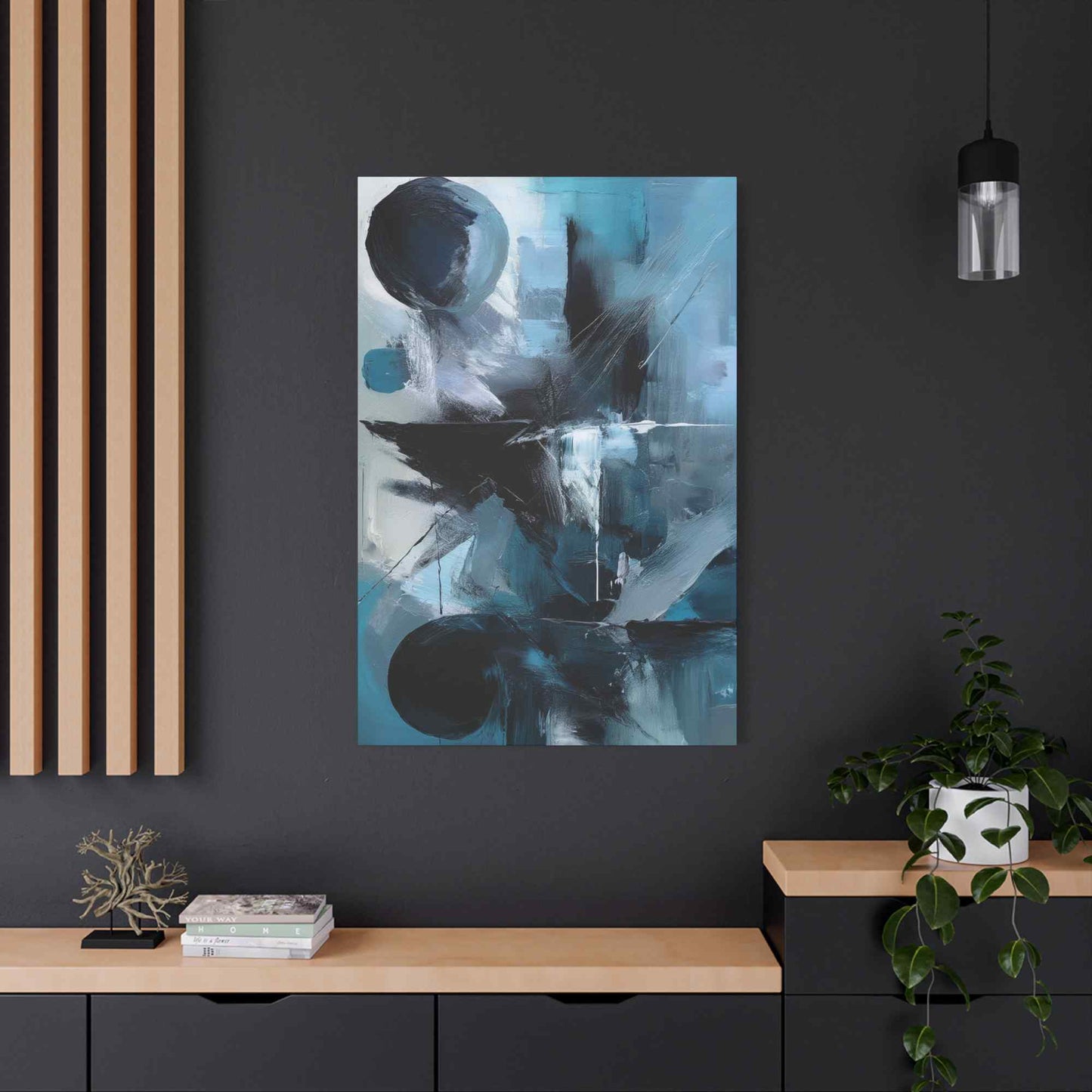 Blue Abstract Painting Print Canvas 20x24,20x30,24x30, 24x32,24x36,30x40, 32x48,36x48,40x60 Pine-Wood Inner Frame ABS-29