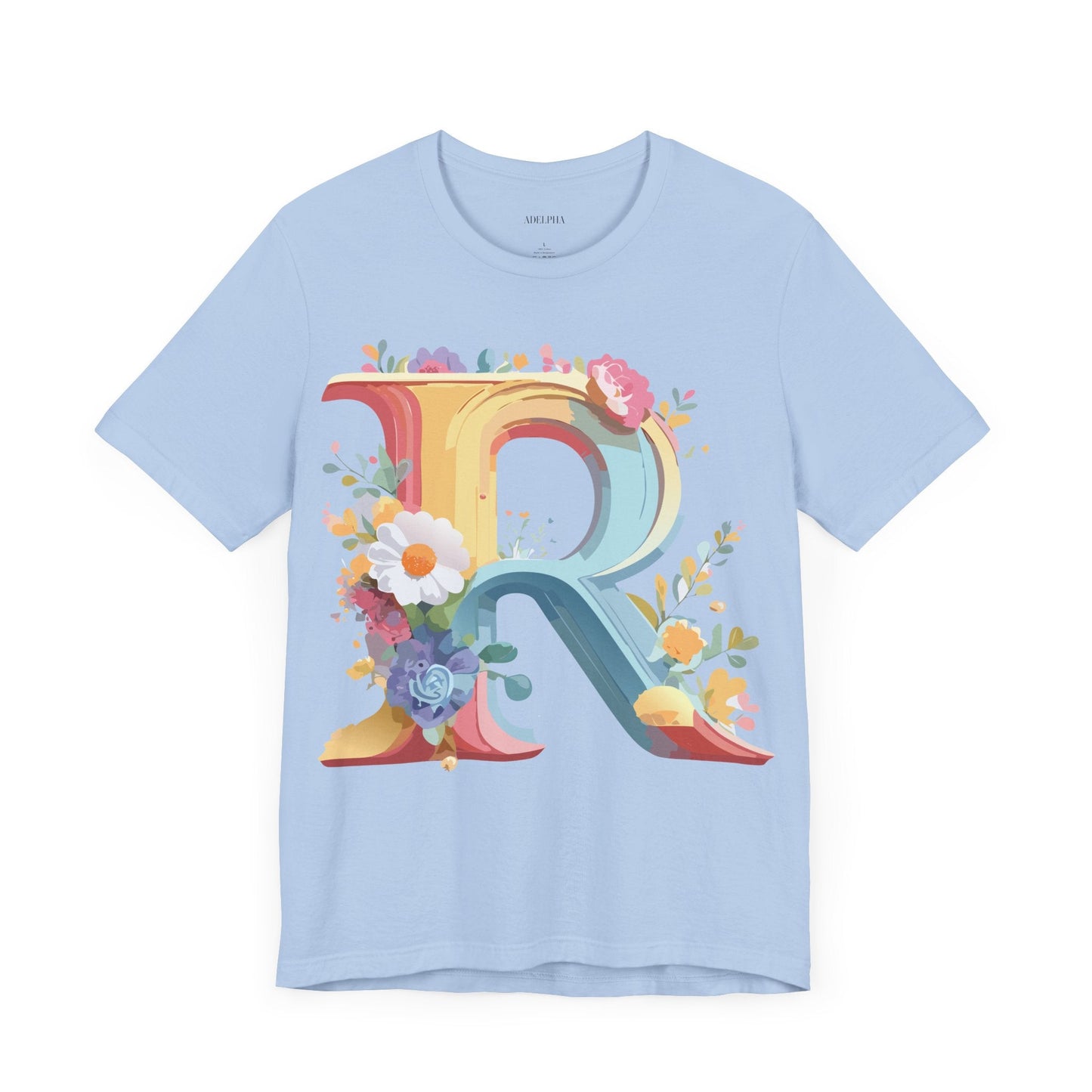 Adelpha Letter R Graphic Tee Unisex Short Sleeve Vintage Style Art Design Artwork Premium Fit